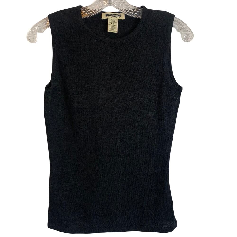 Merona Brand Womens Medium Black Sleeveless Tank Top Shirt Crew Neck Form Fitted